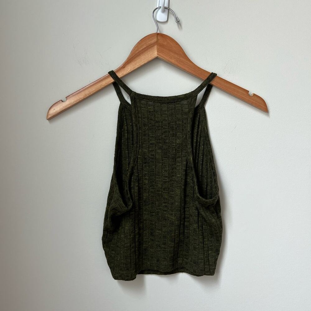 Imagination Ribbed Green Cropped Tank Top Size S - Picture 3 of 5